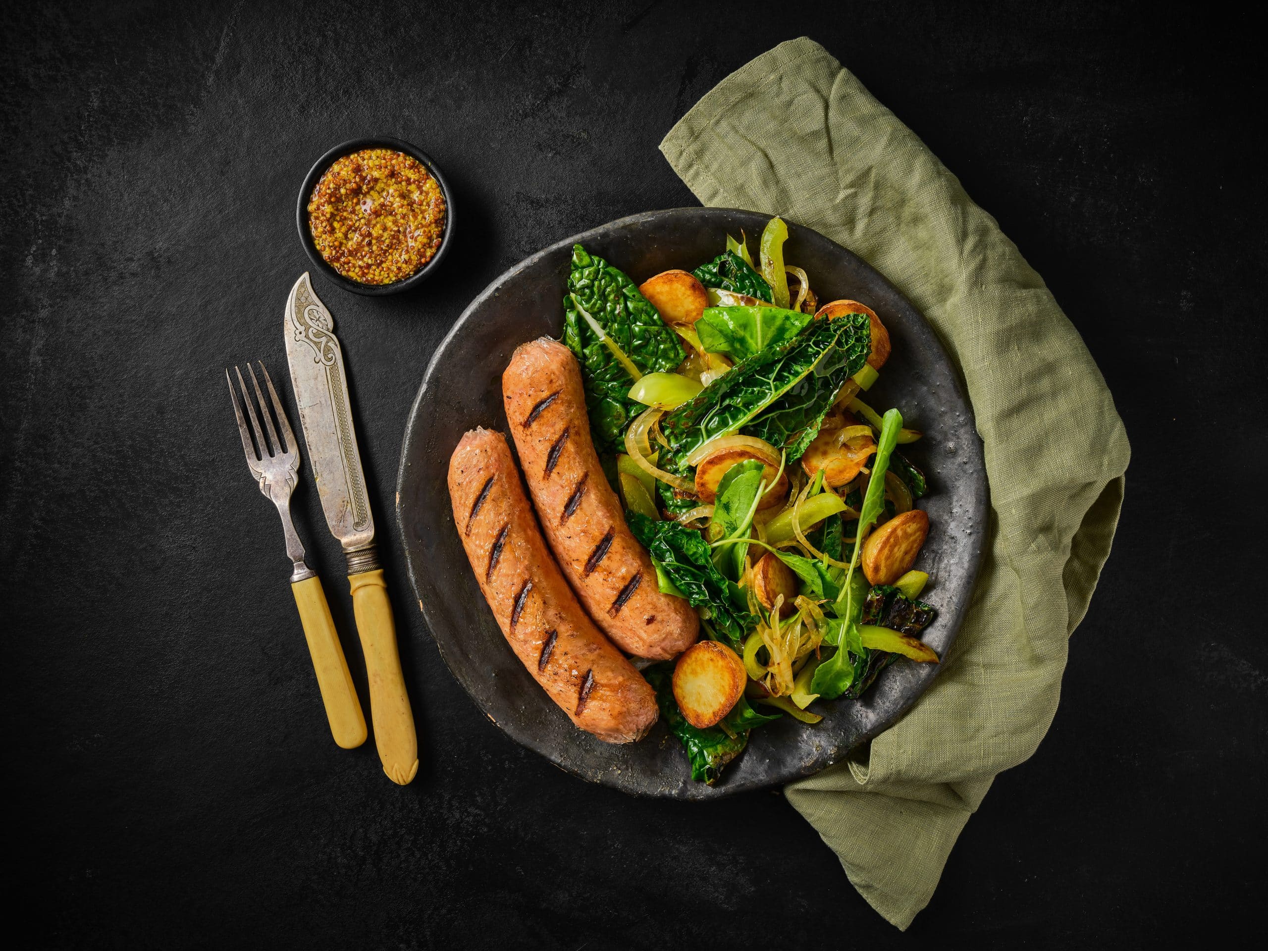 Redefine Pro Bratwurst with Stir-fried Vegetables